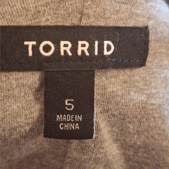 Torrid 5 Women 5x Plus Size Gray Knit Jersey Roll Tab Sleeve Flowy Blazer Jacket - Picture 5 of 7